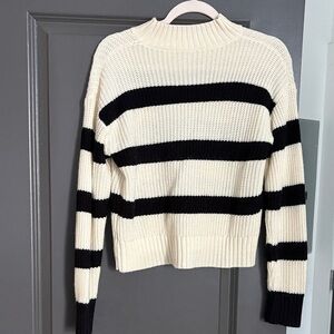 Striped Black and Cream Women's Sweater